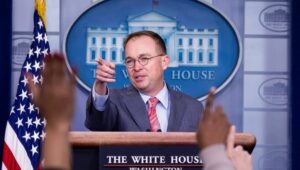 Acting White House Chief of Staff Mick Mulvaney holds a news conference